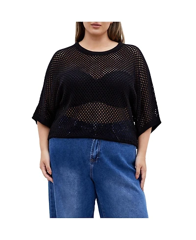 Plus Crochet Knit Top