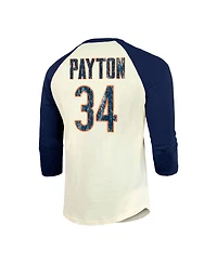 Majestic Threads Men's Walter Payton Cream/Navy Chicago Bears Retired Player Name Number 3/4 Raglan Sleeve T-Shirt