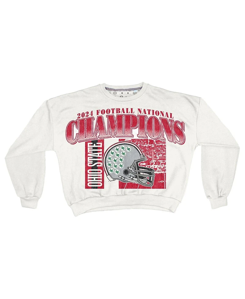 Pressbox Women's White Ohio State Buckeyes College Football Playoff 2024 National Champions Zone Oversized Sweatshirt