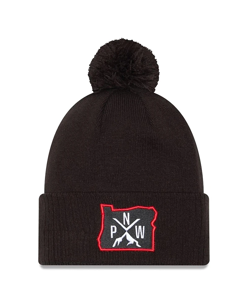 New Era Men's Black Portland Trail Blazers 2024/25 City Edition Cuffed Knit Hat with Pom