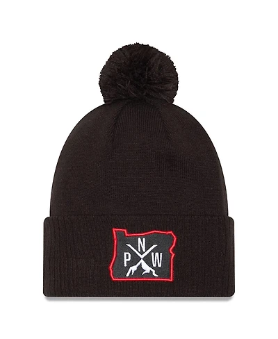 New Era Men's Black Portland Trail Blazers 2024/25 City Edition Cuffed Knit Hat with Pom