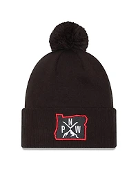 New Era Men's Black Portland Trail Blazers 2024/25 City Edition Cuffed Knit Hat with Pom