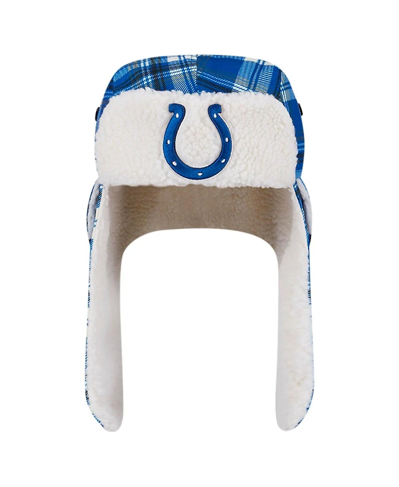 New Era Royal Indianapolis Colts Sideline Plaid Sherpa Trapper Hat