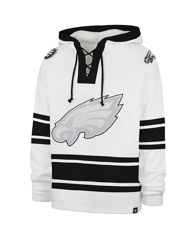 '47 Brand Men's White Philadelphia Eagles After Image Superior Lacer with Hood
