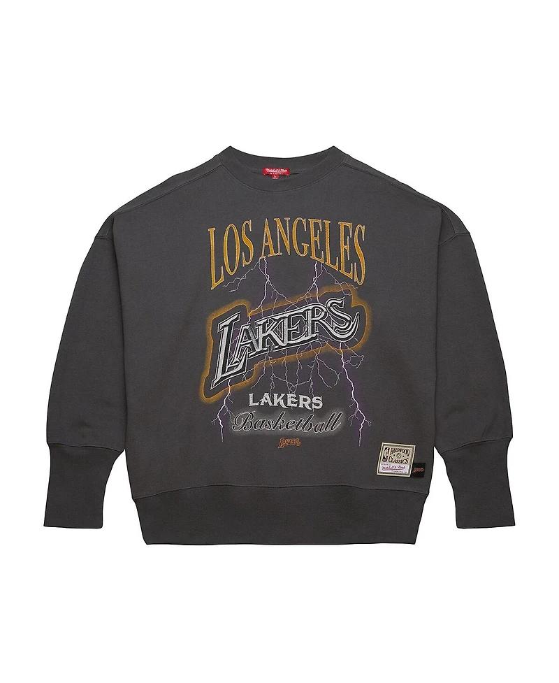 Mitchell & Ness Women's Charcoal Los Angeles Lakers Hardwood Classics Lightweight Pullover Sweatshirt