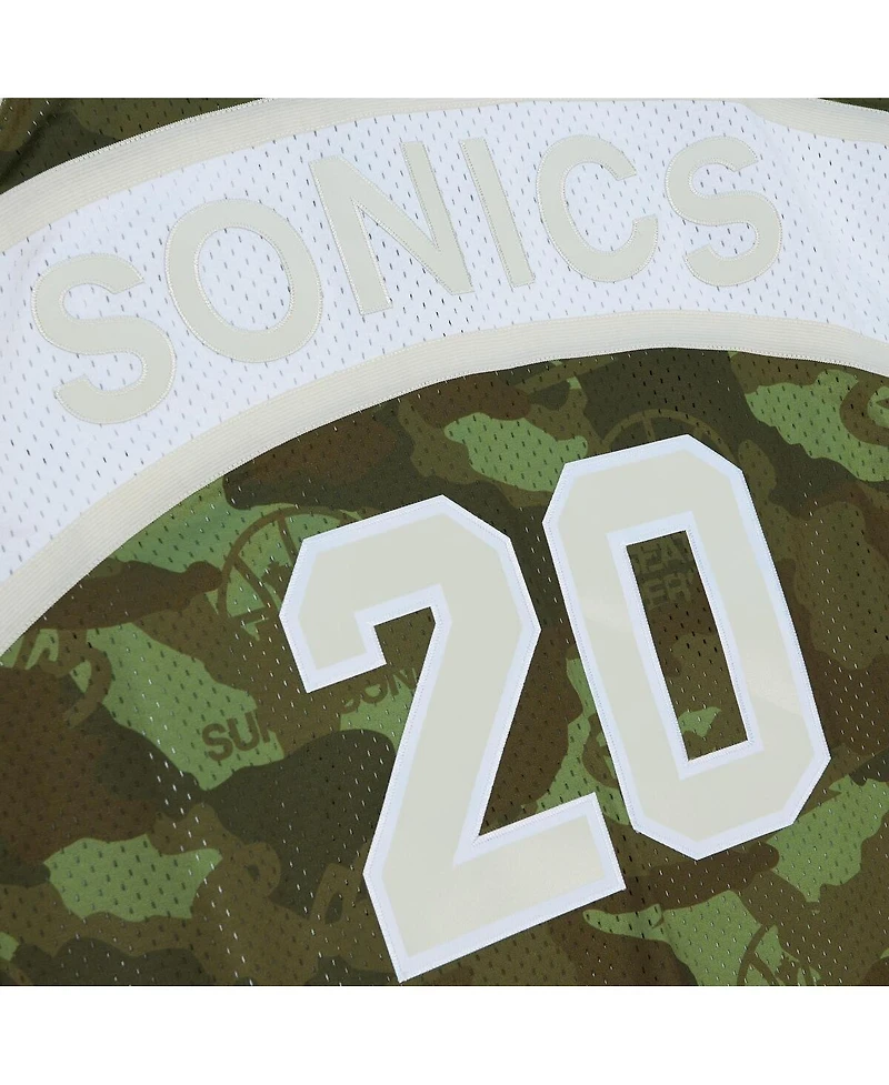 Mitchell & Ness Men's Gary Payton Camo Seattle Supersonics Hardwood Classics 1984/85 Ghost Green Swingman Jersey