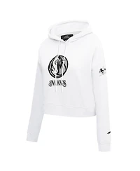 Pro Standard Women's White Dallas Mavericks 2024/25 City Edition Chenille Applique Cropped Pullover Hoodie