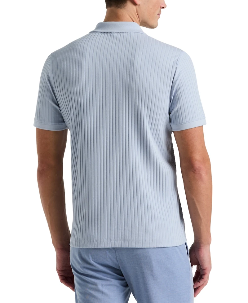 Perry Ellis Men's Slim-Fit Ribbed-Knit 1/4-Zip Polo Shirt