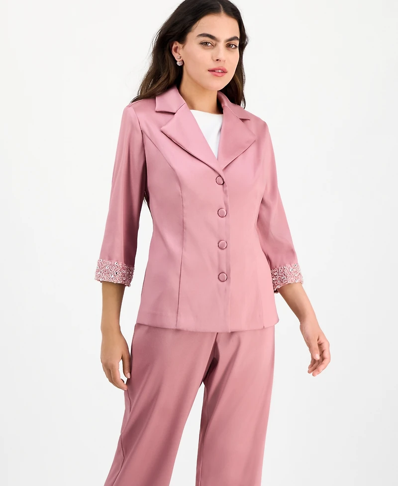 Alex Evenings Petite Notched Collar Button-Front Blouse