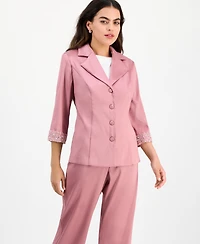 Alex Evenings Petite Notched Collar Button-Front Blouse