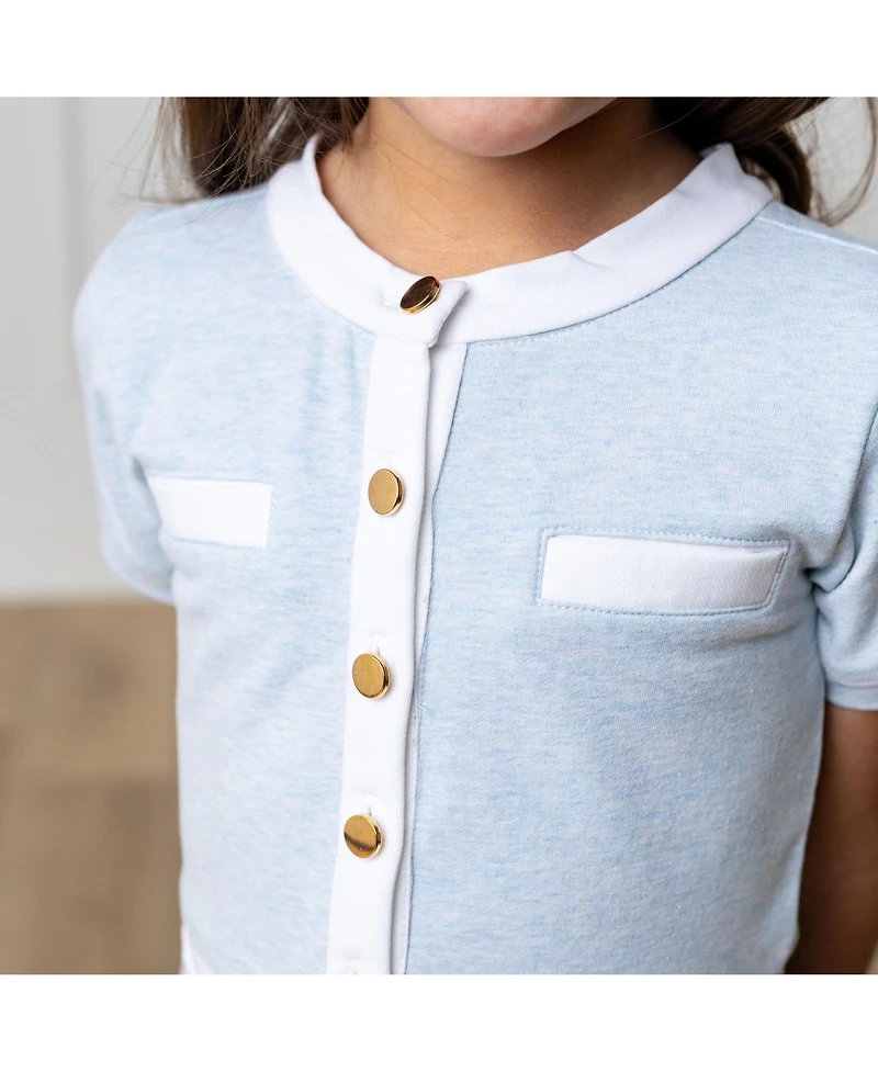 Hope & Henry Toddler Girls Short Sleeve French Terry Contrast Trim Dress