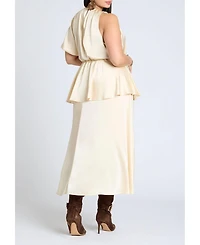 Eloquii Women's One Sleeve Satin Maxi Dress