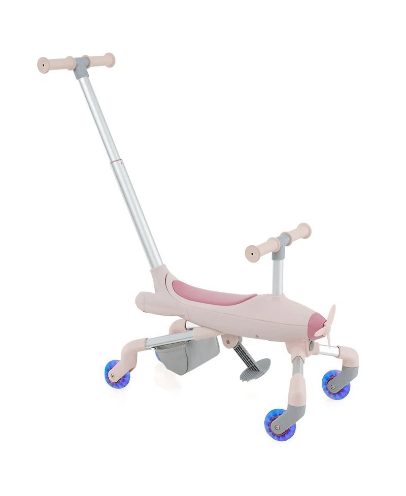 Toddler Push Car Ride-On Toy with Light-Up Wheels and Built-In Seat Storage