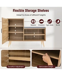 2-in-1 Shoe Storage Bench with Washable Cushion for Entryway or Hallway Use
