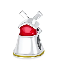 Bling Jewelry Holland Windmill Red Enamel Cz Charm Bead Sterling Silver European Bracelet