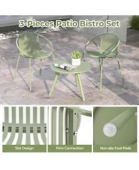 3 Pieces Bistro Set All Weather Pp Patio Conversation with Round Coffee table