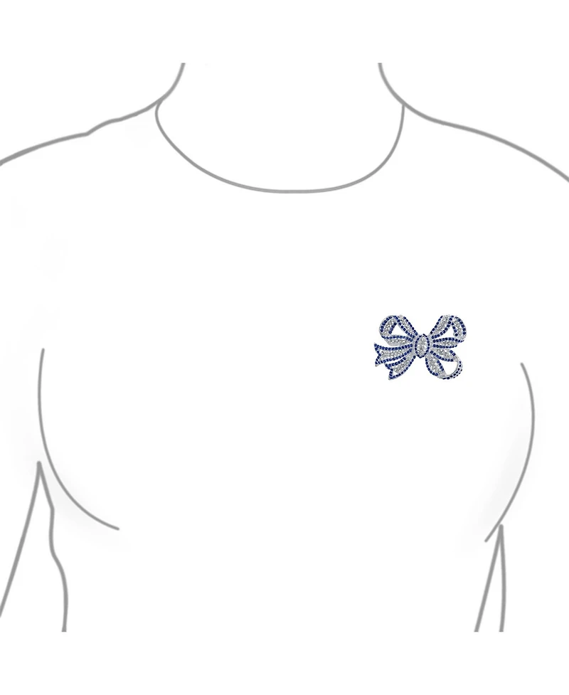 Bling Jewelry Victorian Style Royal Crystal Pave Filigree Ribbon Brooch Pin Silver Plated