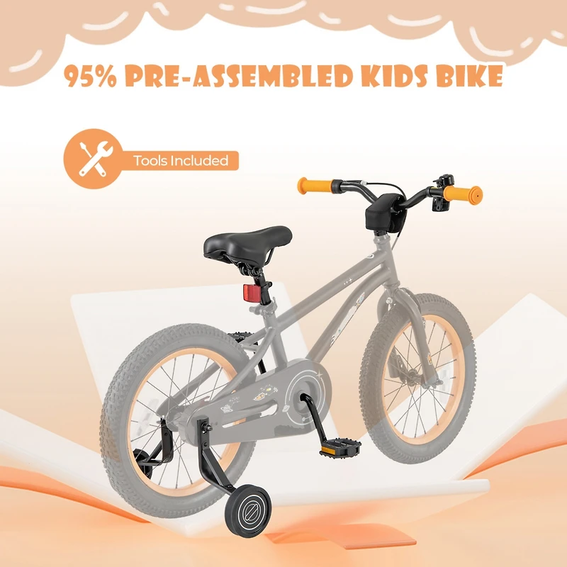 Kids Bike Sport Bicycle for 4-7 Years Old with Adjustable Seat, Reflectors, and Training Wheels a Safe Fun Ride