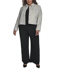 Dkny Plus Cropped Long-Sleeve Tweed Trucker Jacket