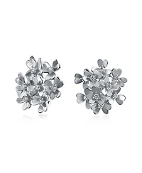Bling Jewelry Bouquet Of Flower Cubic Zirconia Floral Cz Button Style Clip On Earrings Rose Gold Plated