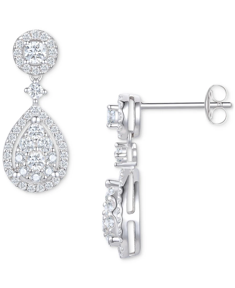 Diamond Drop Earrings (3/4 ct. t.w.) in 14k White Gold