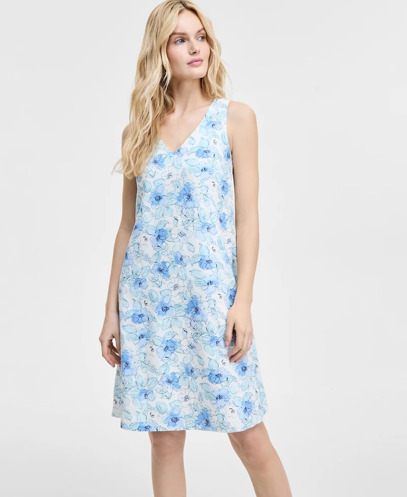 Jones New York Women's Gina V-Neck Trapeze Knee Length Dress