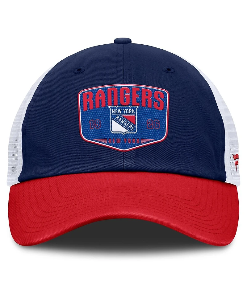Fanatics Men's Blue New York Rangers Fundamental One-Time Trucker Adjustable Hat