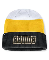 Fanatics Men's Black/Gold Boston Bruins Heritage Showboat Color-Block Cuffed Knit Hat