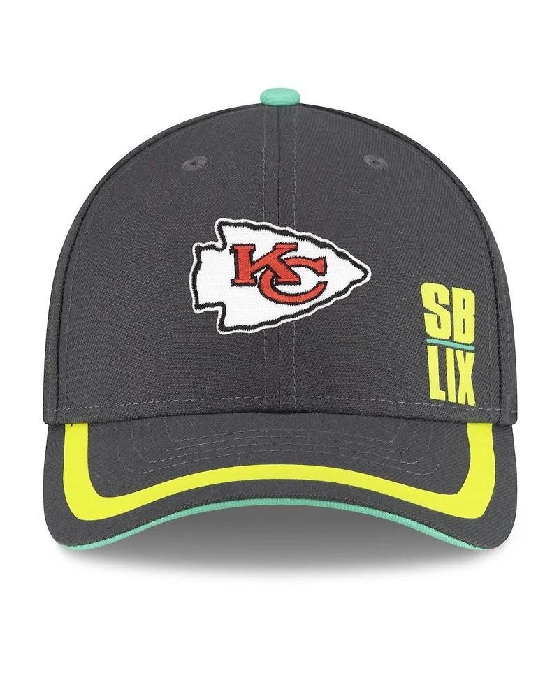 New Era Men's Gray Kansas City Chiefs Super Bowl Lix 9FORTY Adjustable Hat