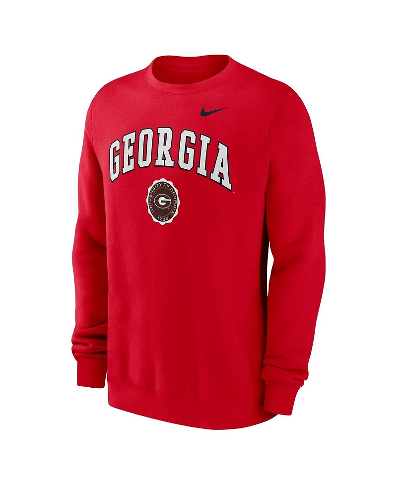 Nike Men's Red Georgia Bulldogs Arched Seal Pullover Sweatshirt