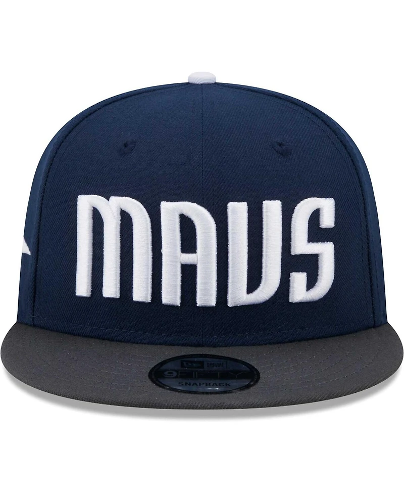 New Era Men's Navy/Gray Dallas Mavericks Jersey Hook Statement Edition 9FIFTY Snapback Hat