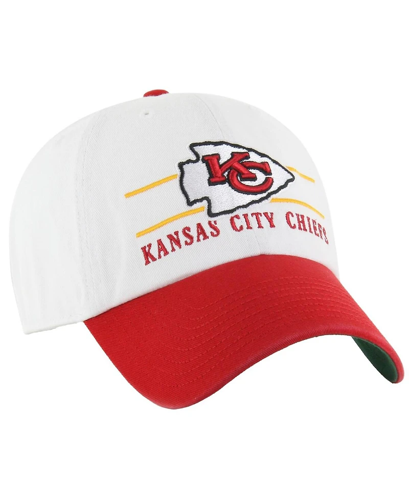 '47 Brand Men's White/Red Kansas City Chiefs Double Header Clean Up Adjustable Hat
