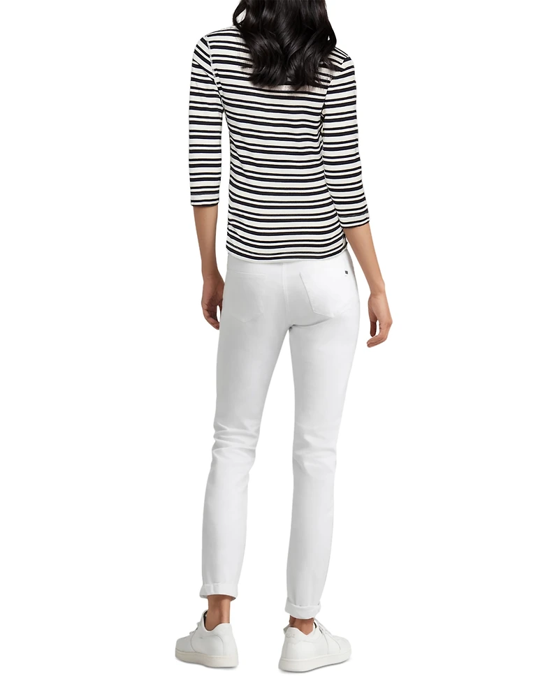 Three Dots Women's Boat-Neck 3/4-Sleeve T-Shirt