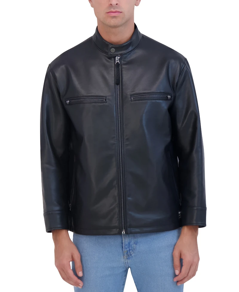 Hudson Men's Faux Leather Racer Jacket