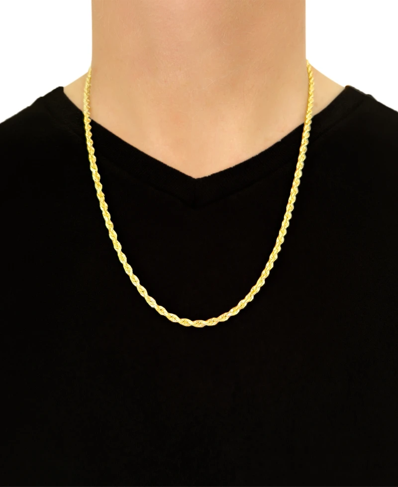 Rope Chain 24" Necklace 3.5mm in 14k Gold
