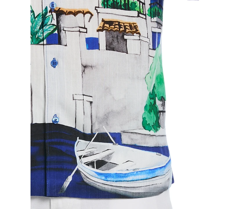 Cubavera Men's Scenic Print Short Sleeve Button-Front Shirt