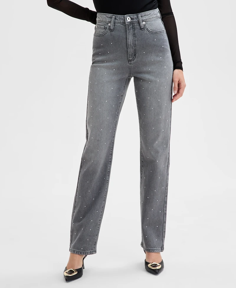 I.n.c. International Concepts Women's Embellished High Rise Jeans, Exclusively at Macy's