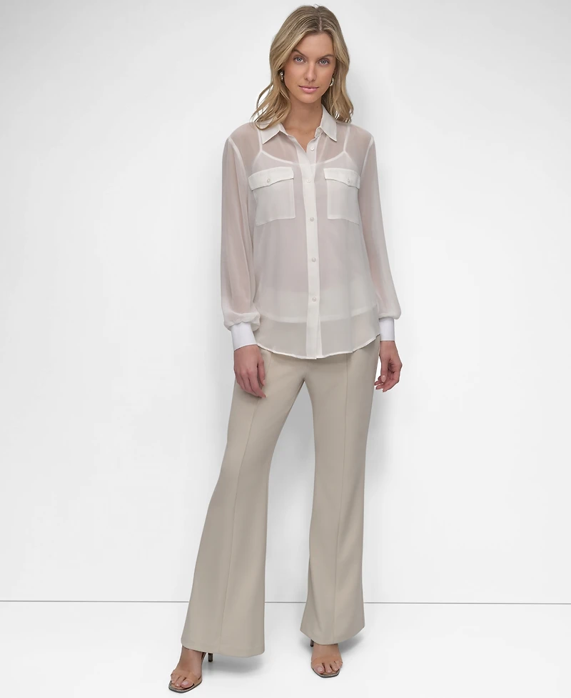 Dkny Women's Button-Down Chiffon Shirt