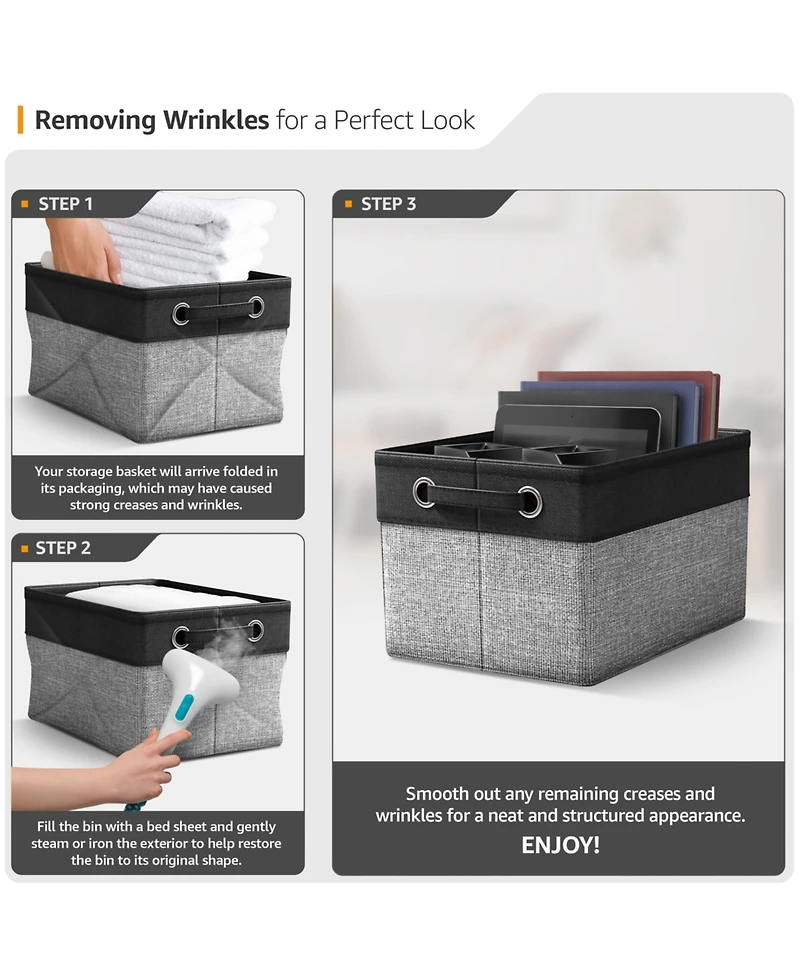 Sorbus 3 Pack Large Sturdy Foldable Fabric Storage Bins with Handles - Lightweight and durable