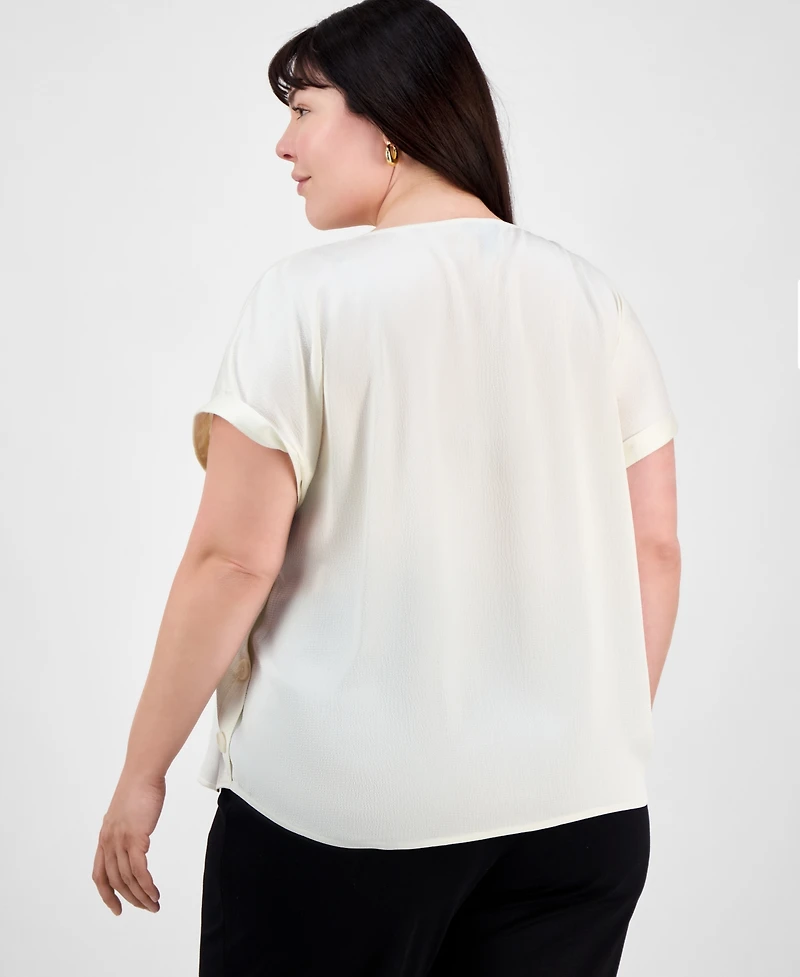 Jones New York Plus Size Side-Button Blouse