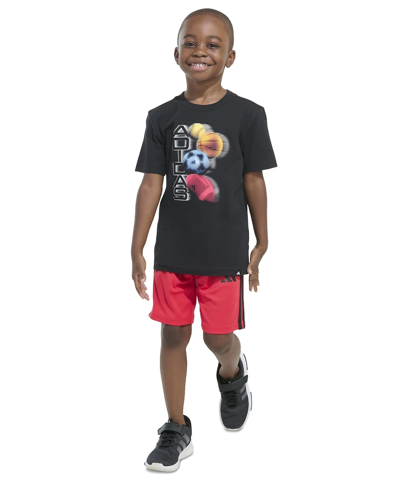 adidas Toddler & Little Boys Short-Sleeve Graphic T-Shirt 3-Stripe Shorts