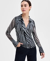 I.n.c. International Concepts Women's Printed Johnny-Collar Top, Exclusively at Macy's