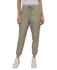 Dkny Sport Women's Cotton Ribbed-Waist Jogger Cargo Pants
