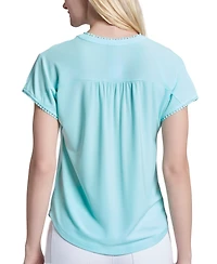 Jones New York Women's Split-Neck Short-Sleeve Henley Top
