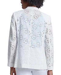 Jones New York Women's Floral-Eyelet Long-Sleeve Jacket