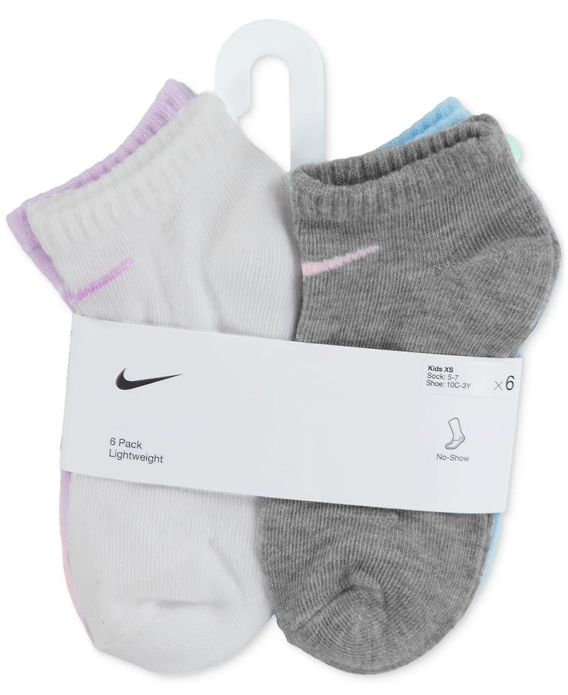 Nike Little Girls Metallic Swoosh Low Socks, Pack of 6