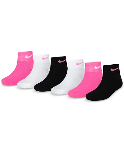 Nike Little Girls Metallic Swoosh Quarter Socks, Pack of 6