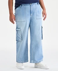 On 34th Women's Light Wash High Rise Utility Cargo Jeans, Created for Macy's