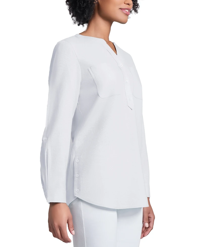 Jones New York Women's Y-Neck Long-Sleeve Tunic