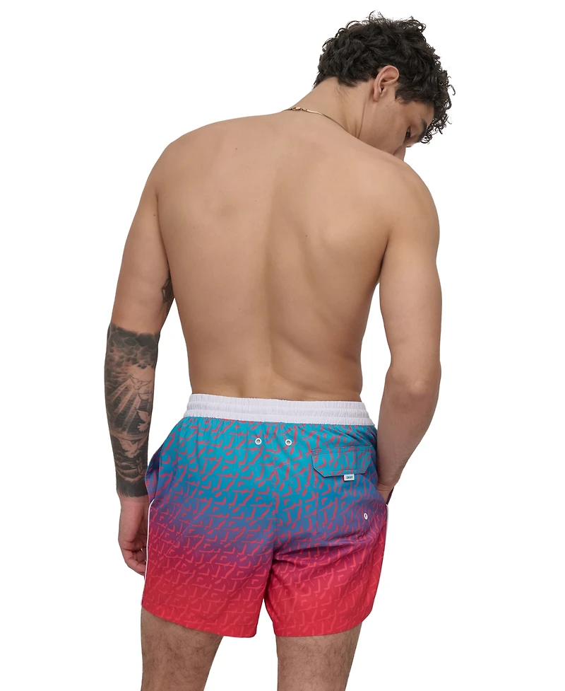 Dkny Men's Modern Euro Floral Print Performance 5" Volley Shorts